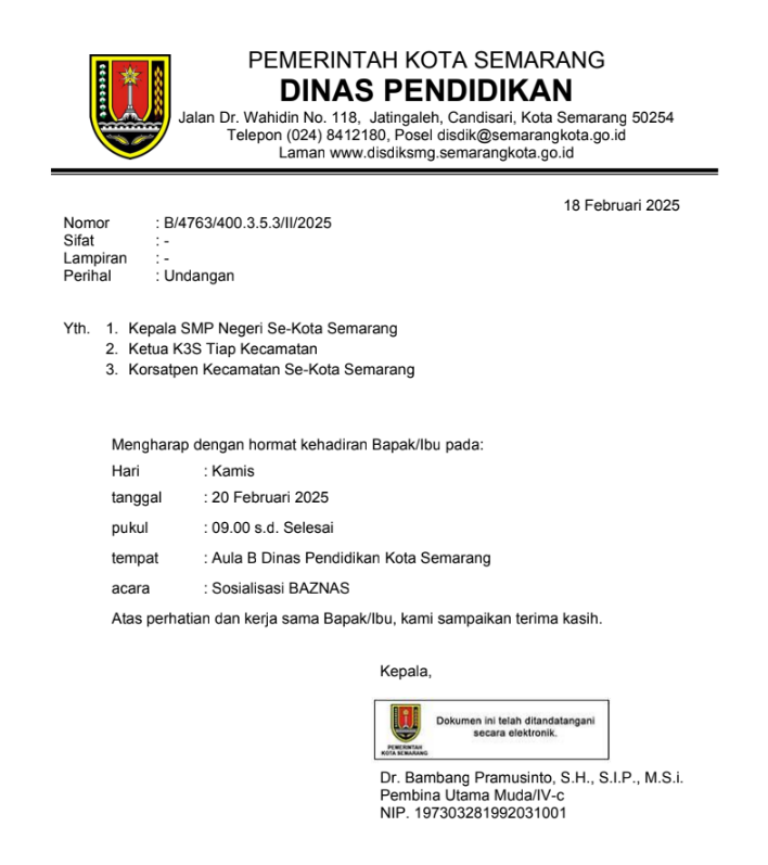 Undangan Sosialisasi BAZNAS